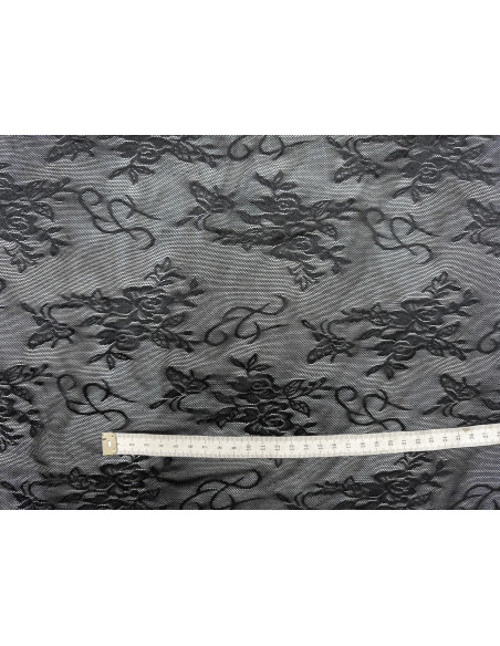 Tissu Dentelle Résille à Fleurs Noir de Qualité, Tissu au mètre, Tissu pas cher - Alltissus.com