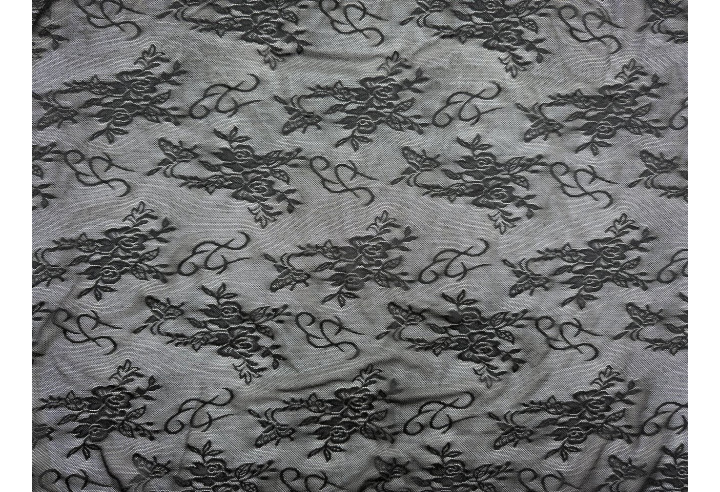 Tissu Dentelle Résille à Fleurs Noir de Qualité, Tissu au mètre, Tissu pas cher - Alltissus.com