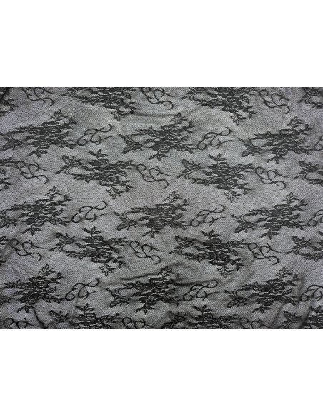 Tissu Dentelle Résille à Fleurs Noir de Qualité, Tissu au mètre, Tissu pas cher - Alltissus.com