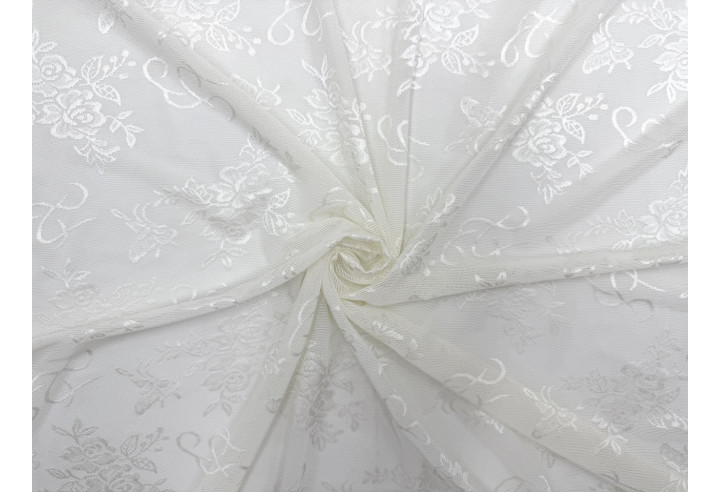Tissu Dentelle Résille à Fleurs Écru de Qualité, Tissu au mètre, Tissu pas cher - Alltissus.com