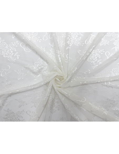 Tissu Dentelle Résille à Fleurs Écru de Qualité, Tissu au mètre, Tissu pas cher - Alltissus.com