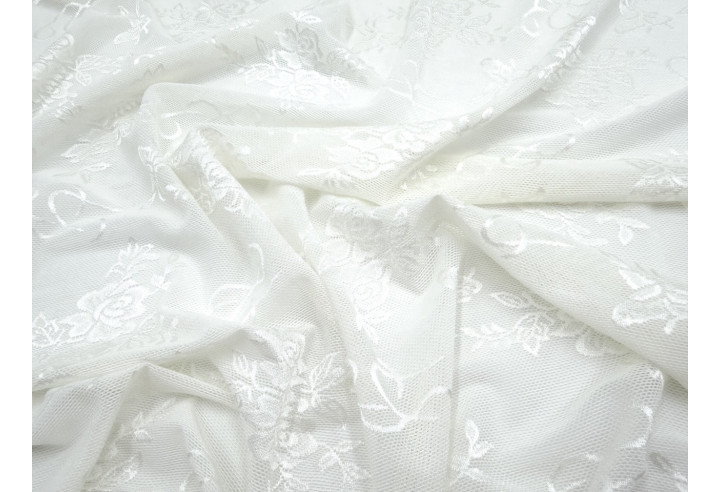 Tissu Dentelle Résille à Fleurs Écru de Qualité, Tissu au mètre, Tissu pas cher - Alltissus.com