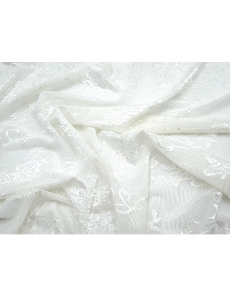 Tissu Dentelle Résille à Fleurs Écru de Qualité, Tissu au mètre, Tissu pas cher - Alltissus.com