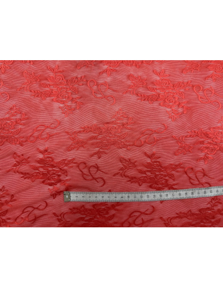 Tissu Dentelle Résille à Fleurs Rouge de Qualité, Tissu au mètre, Tissu pas cher - Alltissus.com