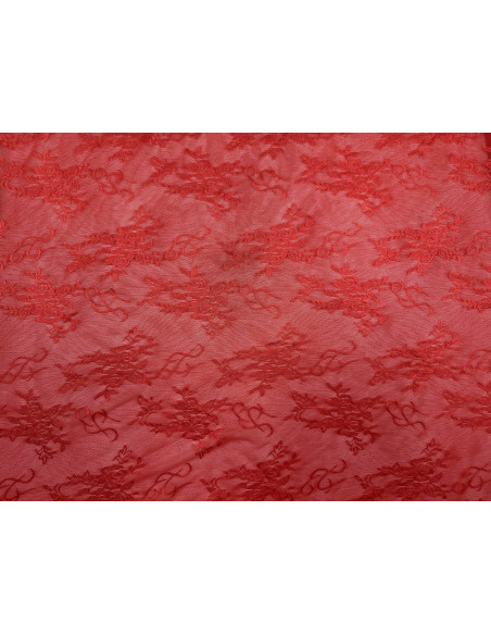 Tissu Dentelle Résille à Fleurs Rouge de Qualité, Tissu au mètre, Tissu pas cher - Alltissus.com