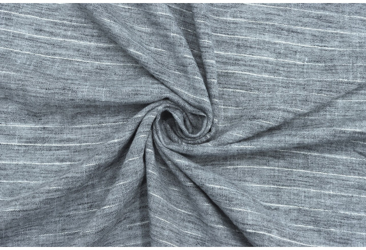 Tissu Voile Aspect Lin Rayure Lurex Noir de Qualité, Tissu au mètre pas cher - Alltissus.com