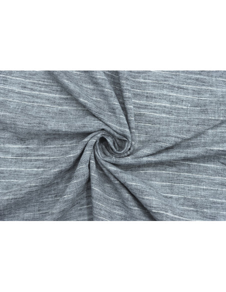 Tissu Voile Aspect Lin Rayure Lurex Noir de Qualité, Tissu au mètre pas cher - Alltissus.com