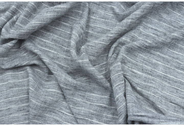 Tissu Voile Aspect Lin Rayure Lurex Noir de Qualité, Tissu au mètre pas cher - Alltissus.com