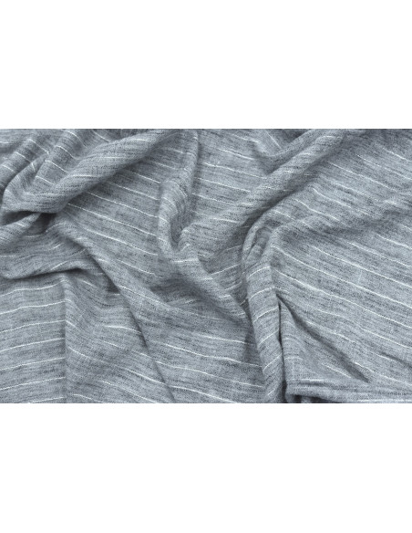 Tissu Voile Aspect Lin Rayure Lurex Noir de Qualité, Tissu au mètre pas cher - Alltissus.com
