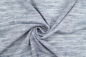 Tissu Voile Aspect Lin Rayure Lurex Indigo de Qualité, Tissu au mètre pas cher - Alltissus.com