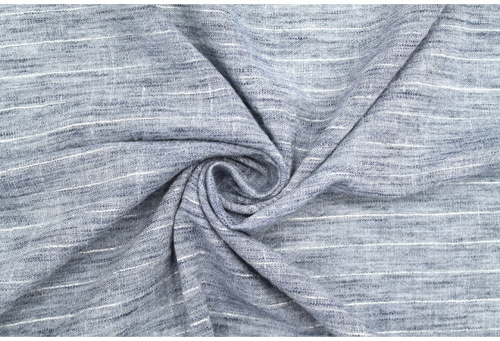 Tissu Voile Aspect Lin Rayure Lurex Indigo de Qualité, Tissu au mètre pas cher - Alltissus.com