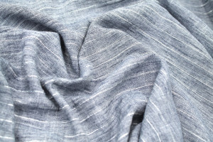Tissu Voile Aspect Lin Rayure Lurex Indigo de Qualité, Tissu au mètre pas cher - Alltissus.com 2