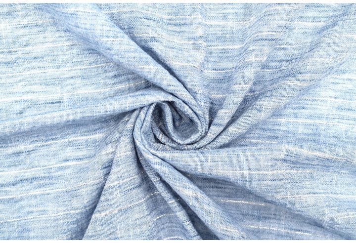 Tissu Voile Aspect Lin Rayure Lurex Ciel de Qualité, Tissu au mètre pas cher - Alltissus.com