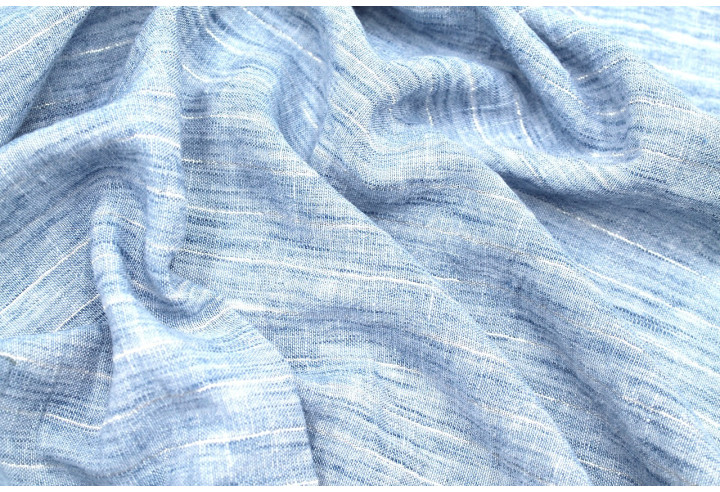 Tissu Voile Aspect Lin Rayure Lurex Ciel de Qualité, Tissu au mètre pas cher - Alltissus.com