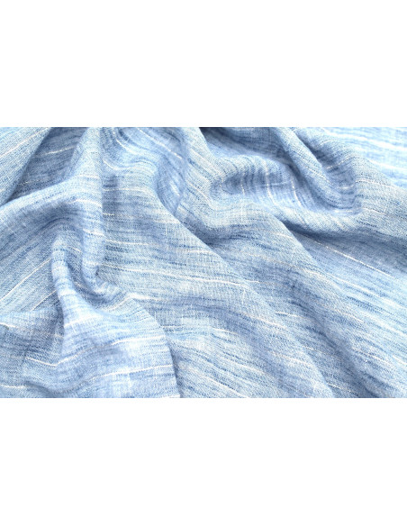 Tissu Voile Aspect Lin Rayure Lurex Ciel de Qualité, Tissu au mètre pas cher - Alltissus.com