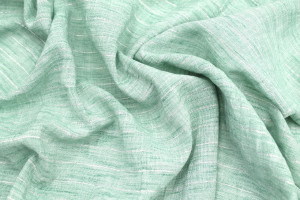 Tissu Voile Aspect Lin Rayure Lurex Vert d'eau de Qualité, Tissu au mètre pas cher - Alltissus.com 2