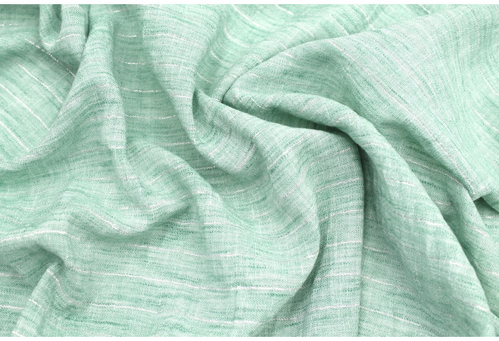 Tissu Voile Aspect Lin Rayure Lurex Vert d'eau de Qualité, Tissu au mètre pas cher - Alltissus.com