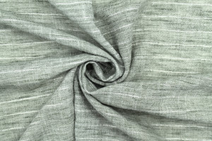 Tissu Voile Aspect Lin Rayure Lurex Kaki de Qualité, Tissu au mètre pas cher - Alltissus.com