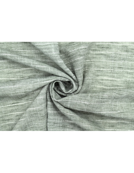 Tissu Voile Aspect Lin Rayure Lurex Kaki de Qualité, Tissu au mètre pas cher - Alltissus.com