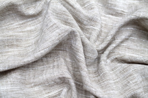 Tissu Voile Aspect Lin Rayure Lurex Beige de Qualité, Tissu au mètre pas cher - Alltissus.com 2
