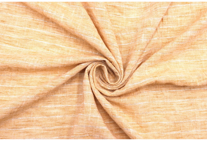 Tissu Voile Aspect Lin Rayure Lurex Safran de Qualité, Tissu au mètre pas cher - Alltissus.com