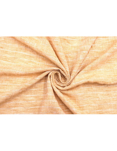 Tissu Voile Aspect Lin Rayure Lurex Safran de Qualité, Tissu au mètre pas cher - Alltissus.com