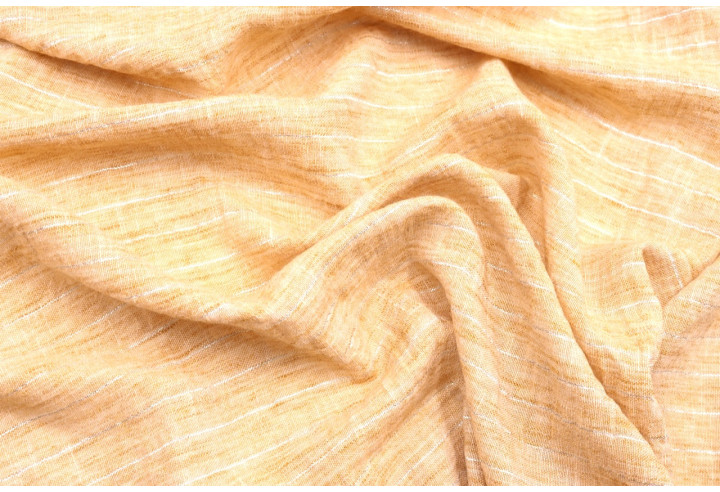 Tissu Voile Aspect Lin Rayure Lurex Safran de Qualité, Tissu au mètre pas cher - Alltissus.com