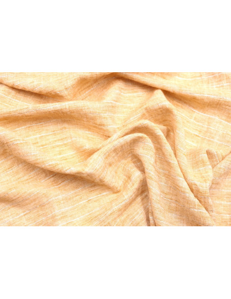 Tissu Voile Aspect Lin Rayure Lurex Safran de Qualité, Tissu au mètre pas cher - Alltissus.com