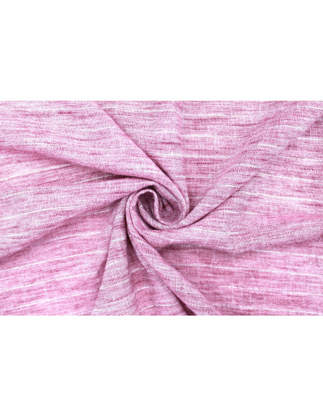 Tissu Voile Aspect Lin Rayure Lurex Framboise de Qualité, Tissu au mètre pas cher - Alltissus.com