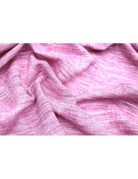 Tissu Voile Aspect Lin Rayure Lurex Framboise de Qualité, Tissu au mètre pas cher - Alltissus.com