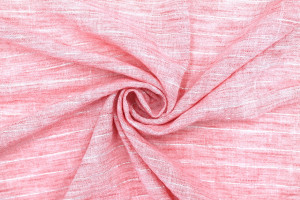 Tissu Voile Aspect Lin Rayure Lurex Corail de Qualité, Tissu au mètre pas cher - Alltissus.com