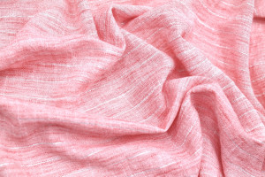 Tissu Voile Aspect Lin Rayure Lurex Corail de Qualité, Tissu au mètre pas cher - Alltissus.com 2