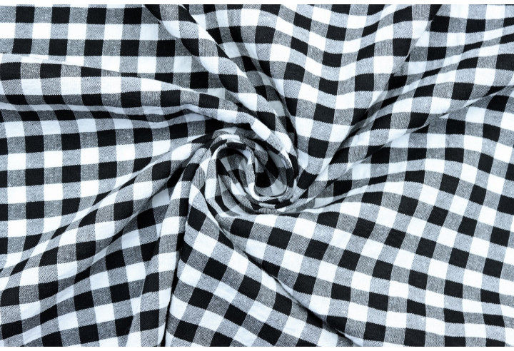 Tissu Fil Teint Polycoton Carreaux Noir de Qualité, Tissu au mètre, Tissu pas cher - Alltissus.com