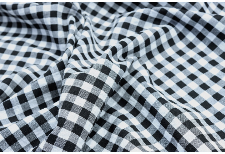 Tissu Fil Teint Polycoton Carreaux Noir de Qualité, Tissu au mètre, Tissu pas cher - Alltissus.com