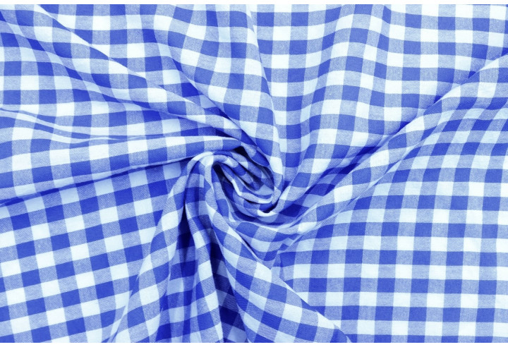 Tissu Fil Teint Polycoton Carreaux Bleu de Qualité, Tissu au mètre, Tissu pas cher - Alltissus.com