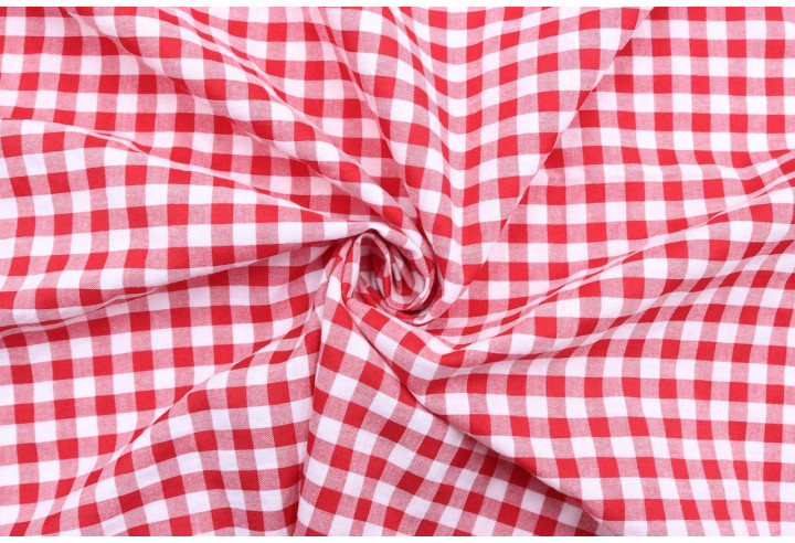 Tissu Fil Teint Polycoton Carreaux Rouge de Qualité, Tissu au mètre, Tissu pas cher - Alltissus.com