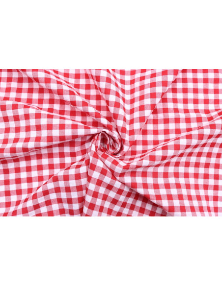 Tissu Fil Teint Polycoton Carreaux Rouge de Qualité, Tissu au mètre, Tissu pas cher - Alltissus.com