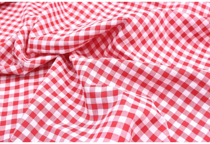 Tissu Fil Teint Polycoton Carreaux Rouge de Qualité, Tissu au mètre, Tissu pas cher - Alltissus.com