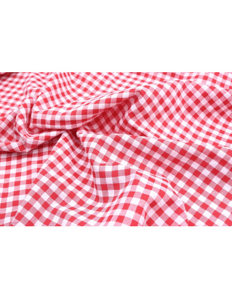 Tissu Fil Teint Polycoton Carreaux Rouge de Qualité, Tissu au mètre, Tissu pas cher - Alltissus.com