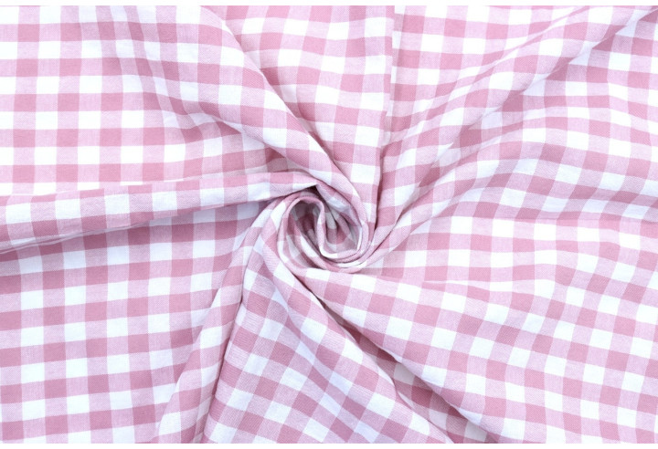 Tissu Fil Teint Polycoton Carreaux Vieux Rose de Qualité, Tissu au mètre, Tissu pas cher - Alltissus.com