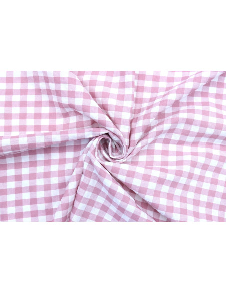 Tissu Fil Teint Polycoton Carreaux Vieux Rose de Qualité, Tissu au mètre, Tissu pas cher - Alltissus.com