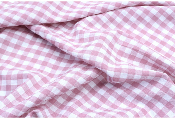 Tissu Fil Teint Polycoton Carreaux Vieux Rose de Qualité, Tissu au mètre, Tissu pas cher - Alltissus.com