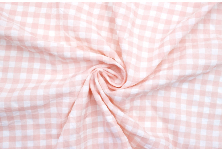 Tissu Fil Teint Polycoton Carreaux Saumon de Qualité, Tissu au mètre, Tissu pas cher - Alltissus.com
