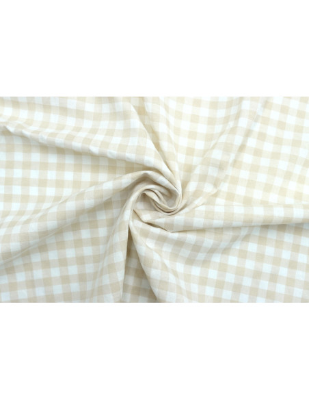 Tissu Fil Teint Polycoton Carreaux Beige de Qualité, Tissu au mètre, Tissu pas cher - Alltissus.com
