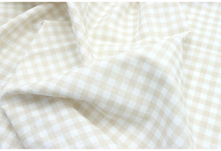 Tissu Fil Teint Polycoton Carreaux Beige de Qualité, Tissu au mètre, Tissu pas cher - Alltissus.com