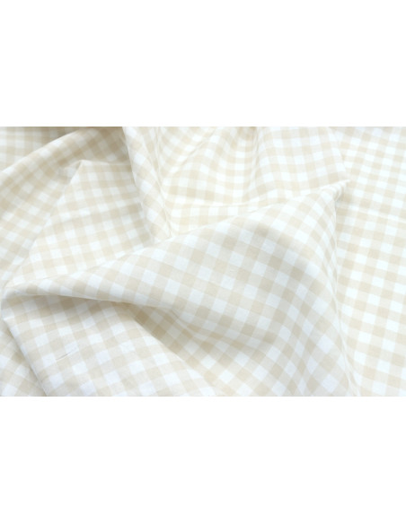 Tissu Fil Teint Polycoton Carreaux Beige de Qualité, Tissu au mètre, Tissu pas cher - Alltissus.com