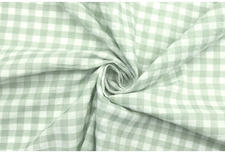 Tissu Fil Teint Polycoton Carreaux Tilleul de Qualité, Tissu au mètre, Tissu pas cher - Alltissus.com