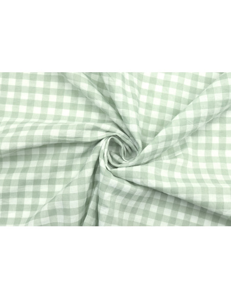 Tissu Fil Teint Polycoton Carreaux Tilleul de Qualité, Tissu au mètre, Tissu pas cher - Alltissus.com