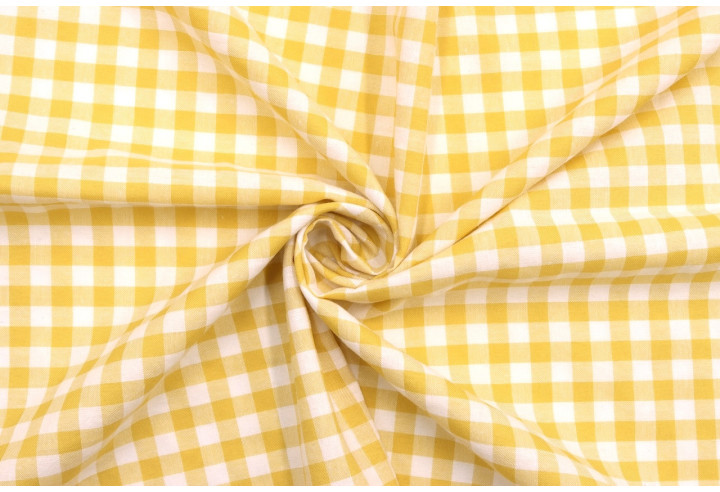 Tissu Fil Teint Polycoton Carreaux Moutarde de Qualité, Tissu au mètre, Tissu pas cher - Alltissus.com