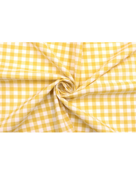 Tissu Fil Teint Polycoton Carreaux Moutarde de Qualité, Tissu au mètre, Tissu pas cher - Alltissus.com